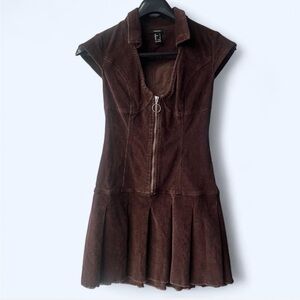 Brown Corduroy Mini Dress